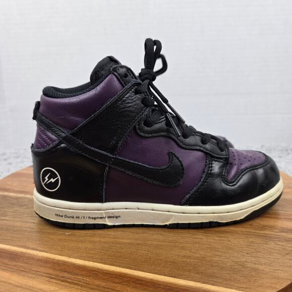 Nike Dunk High Fragment Beijing PS 2021 Black Wine Casual Daily Sneaker Kids 1y - Picture 4 of 15